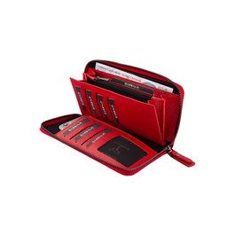 Zoozie Bags Cartera de Mujer Roja de Piel Auténtica Elegante y Sofisticada con Múltiples Compartimentos